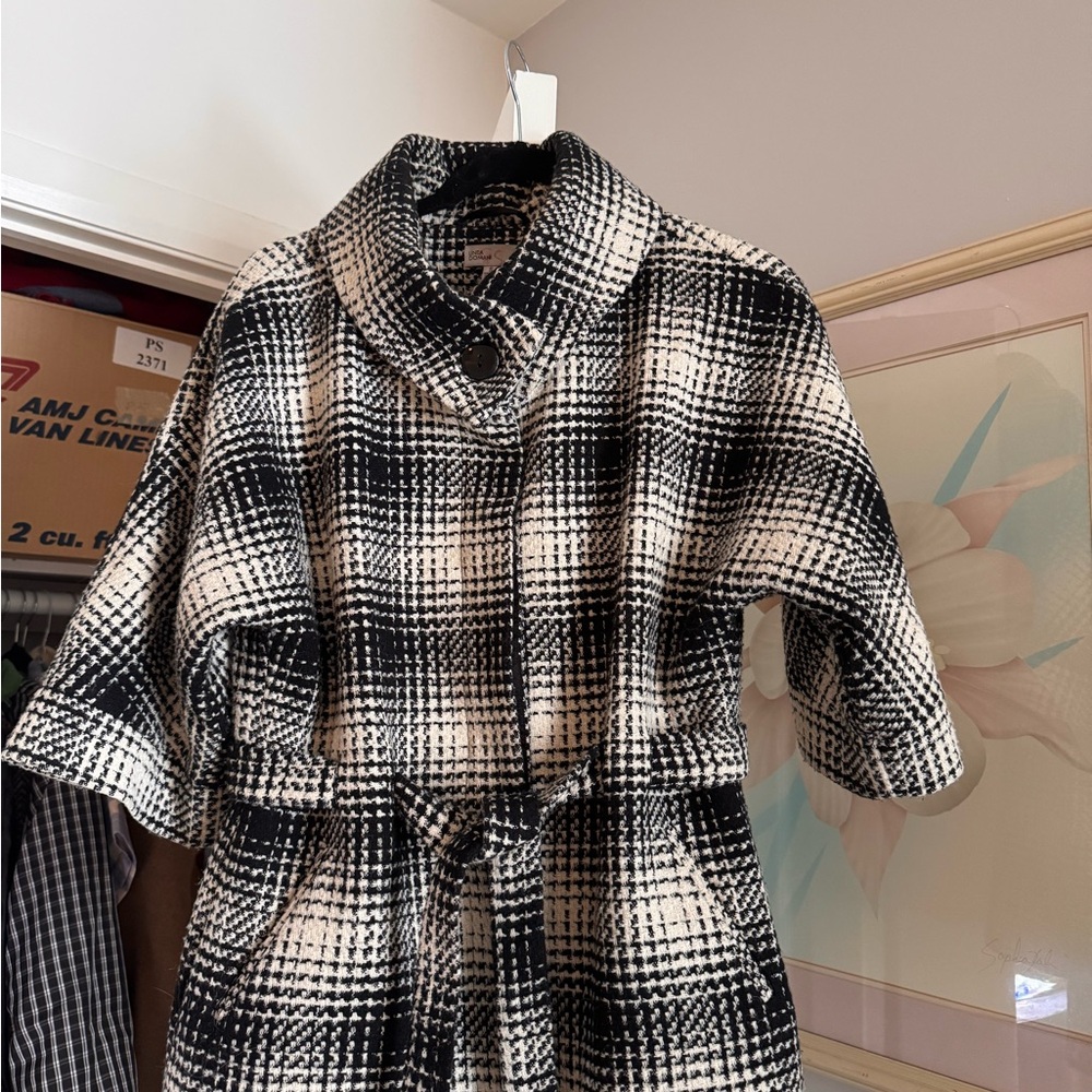 Black and White Plaid Coat